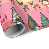 Weihnachts-Cartoon-Muster - Snowman Santa Reindeer Geschenkpapier (Rolleneckpunkt)