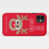 Weihnachts-Cartoon-Rentierfigur Rot Case-Mate iPhone Hülle (Rückseite (Horizontal))
