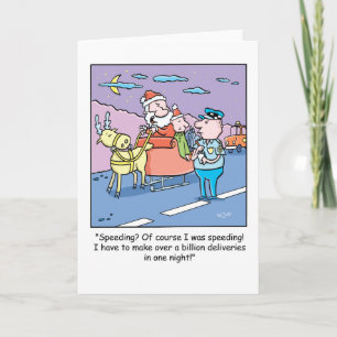 Weihnachts-Cartoon Santa Caught Speeding Feiertagskarte