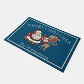 Weihnachts-Cartoon Santa & Rudolph the Rentier Fußmatte (Schrägansicht)