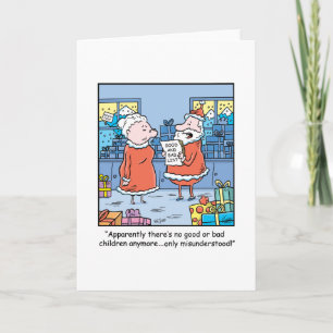 Weihnachts-Cartoon Santas Gute und schlechte Liste Feiertagskarte