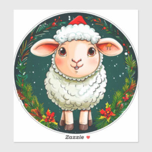 Weihnachts-Cartoon-Schaf Aufkleber