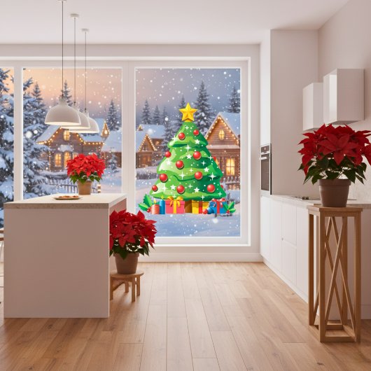 Weihnachts-Cartoon-Tree-Fenster Klammern Fensteraufkleber