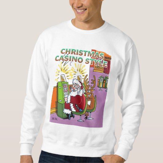 Weihnachts-Casino-Stil weiß Sweatshirt (Vorderseite)