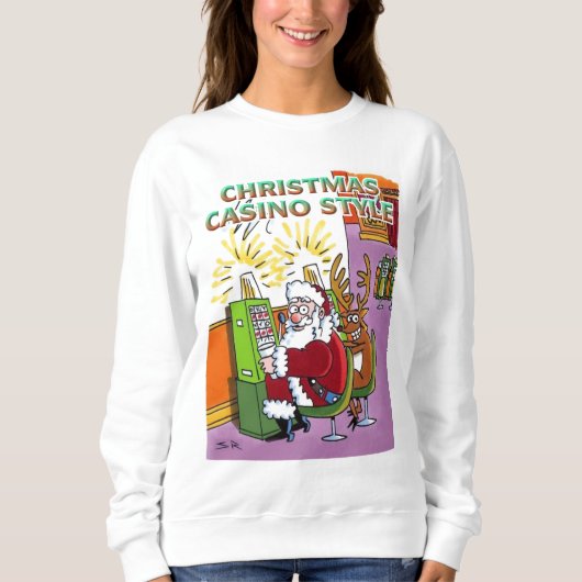 Weihnachts Casino Style Frauen weißes Sweatshirt (Vorderseite)