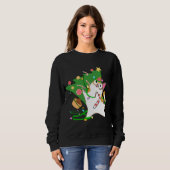 Weihnachts Cat Calico klopfen über xmas Baum kitty Sweatshirt (Vorne ganz)