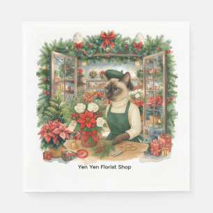 Weihnachts Cat Florist organisiert Blume Serviette