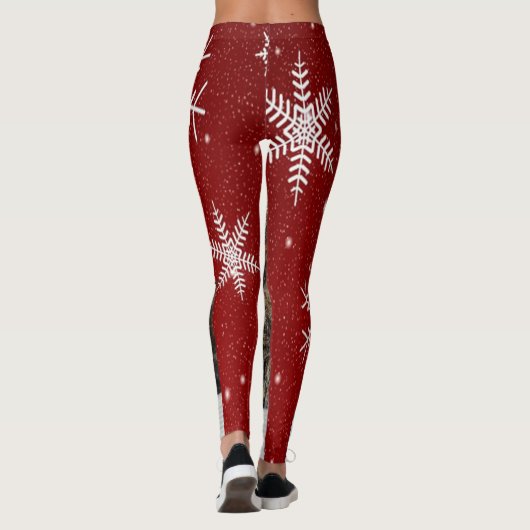 Weihnachts-Cat-Foto in Weihnachtsmannmütze Schneef Leggings (Rückseite)