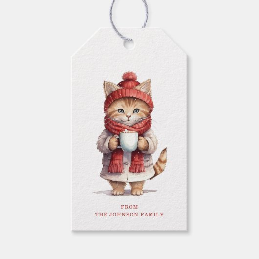 Weihnachts-Cat-Geschenketiketts Geschenkanhänger (Vorderseite)