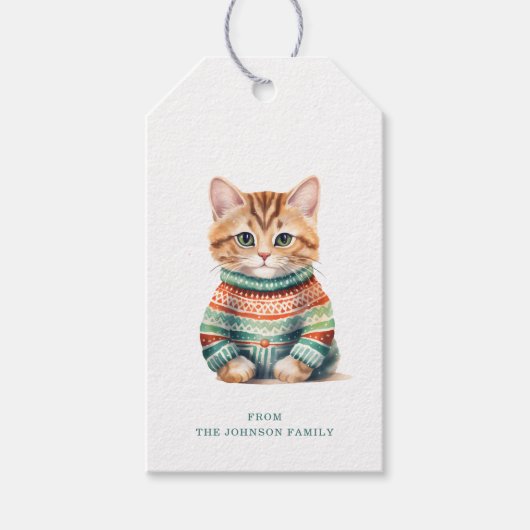 Weihnachts-Cat-Geschenketiketts Geschenkanhänger (Vorderseite)