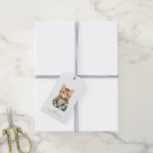 Weihnachts-Cat-Geschenketiketts Geschenkanhänger (Mit Garn)