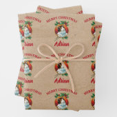 Weihnachts Cat Holiday Individuelle Name Kraft Geschenkpapier Set (Beispiel)