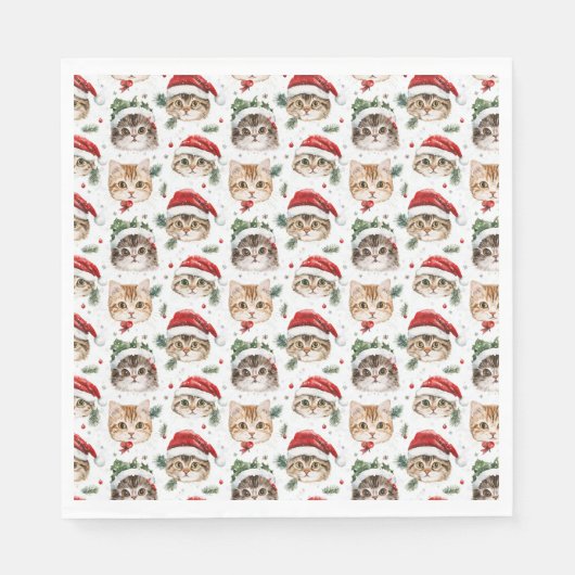Weihnachts-Cat Party Napkins Serviette (Vorderseite)