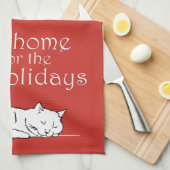 Weihnachts Cat Stayin' Zuhause für das Holidays Di Geschirrtuch (Viertel Falte)