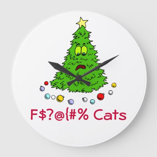 Weihnachts Cat Thema Geschenk Ideen Feline Kitten  Große Wanduhr (Vorderseite)