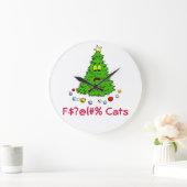 Weihnachts Cat Thema Geschenk Ideen Feline Kitten  Große Wanduhr (Zuhause)