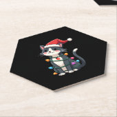 Weihnachts Cat Tuxedo Black Cat Weihnachtslichter  Untersetzer (angewinkelt)