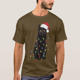 Weihnachts-Cat-Weihnachtsmannmütze Niedlicher Schw T-Shirt
