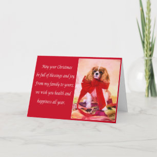 Weihnachts-Cavalier King Charles mit roter Schleif Feiertagskarte