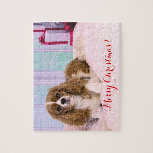 Weihnachts-Cavalier König Charles mit Geschenken Puzzle (Vertikal)