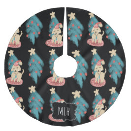 Weihnachts-Chalk Doodles Dog Liebhaber Familie Ers Polyester Weihnachtsbaumdecke