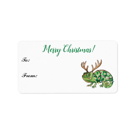 Weihnachts Chameleon Lizard Geschenk Tag Adressaufkleber (Vorne)