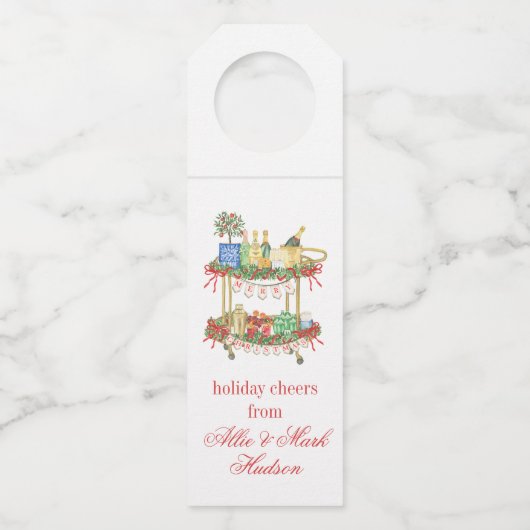 Weihnachts-Champagner-Bar Flaschenanhänger (Vorderseite)