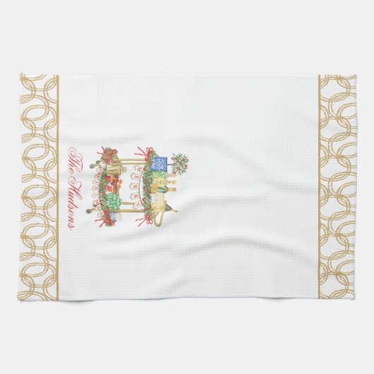 Weihnachts-Champagner-Bar Geschirrtuch (Horizontal)