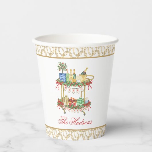 Weihnachts-Champagner-Bar Pappbecher (Vorderseite)