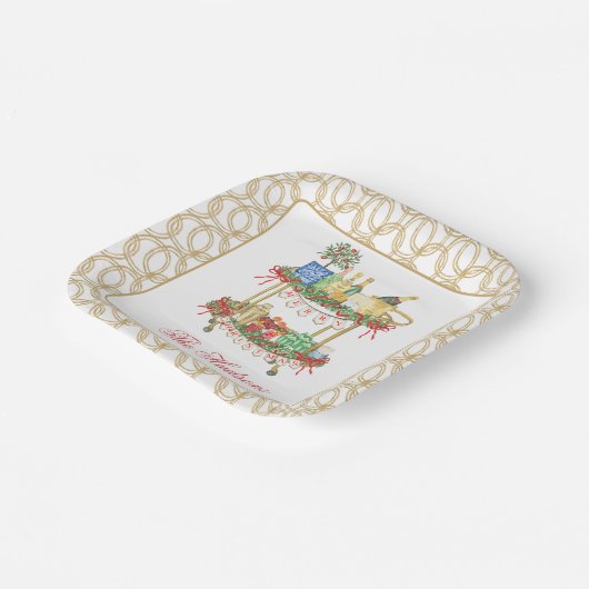 Weihnachts-Champagner-Bar Pappteller (Gewinkelt)