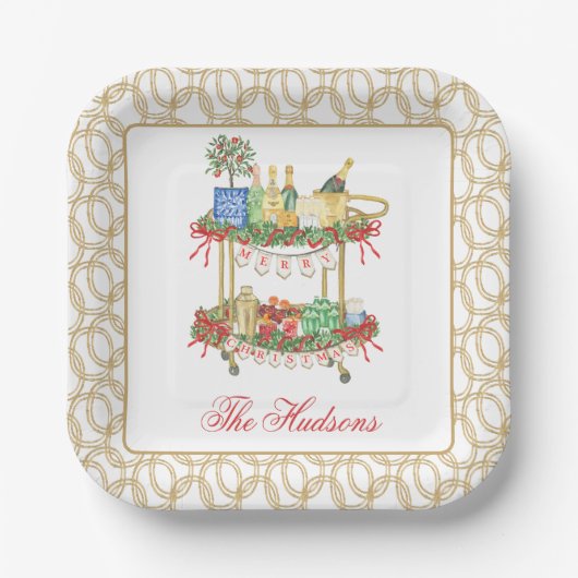 Weihnachts-Champagner-Bar Pappteller (Vorderseite)