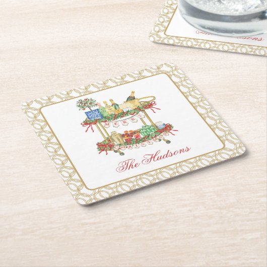 Weihnachts-Champagner-Bar Rechteckiger Pappuntersetzer (angewinkelt)