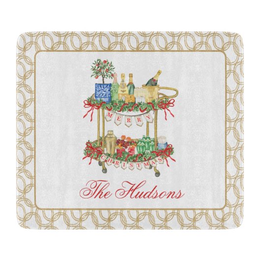 Weihnachts-Champagner-Bar Schneidebrett (Vorderseite)