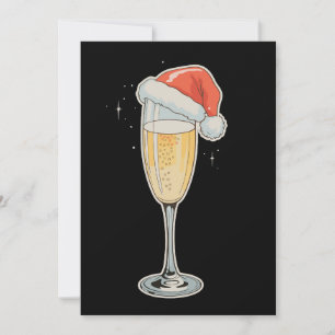 Weihnachts-Champagner-Santa-Hut-Getränk-Feierparty Feiertagskarte