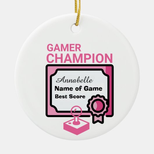 Weihnachts-Champion - Rosa und Schwarz Keramik Ornament (Vorne)