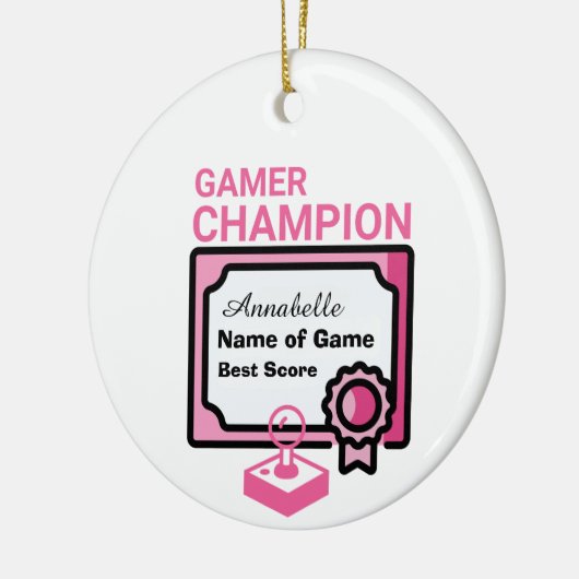Weihnachts-Champion - Rosa und Schwarz Keramik Ornament (Links)