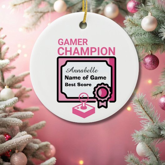 Weihnachts-Champion - Rosa und Schwarz Keramik Ornament
