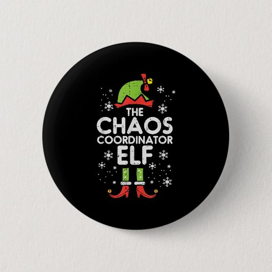 Weihnachts-Chaos-Koordinator Elf Xmas Familienspie Button (Vorderseite)