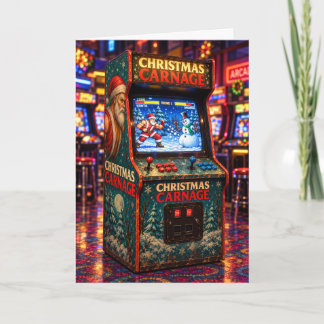 Weihnachts-Chaos Retro-Arcade-Spiel Weihnachtskart Feiertagskarte