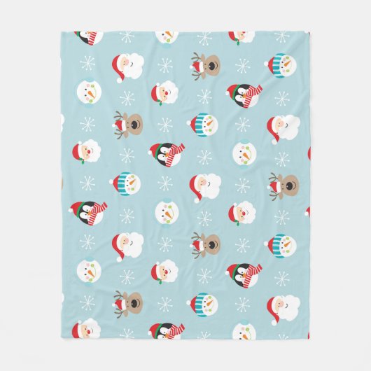 Weihnachts-Charakterköpfe: Feierliche Wrap Fleecedecke (Vorderseite)
