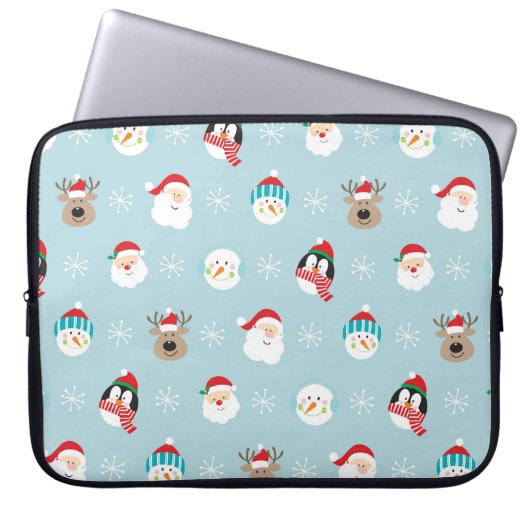 Weihnachts-Charakterköpfe: Feierliche Wrap Laptopschutzhülle (Vorderseite)