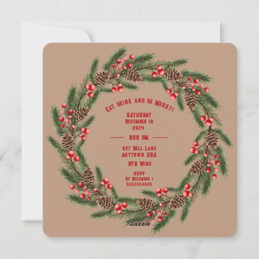 Weihnachts-Charcuterie und Party Einladung Wein (Rückseite)