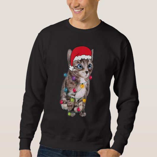 Weihnachts Chat Weihnachtsmannmütze Lights Xmas Sweatshirt (Vorderseite)