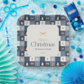 Weihnachts-Checked Pattern Urlaub Pappteller (Party)