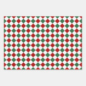 Weihnachts-Checkerboard Muster Rot Grün Geschenkpapier Set (Vorderseite 2)