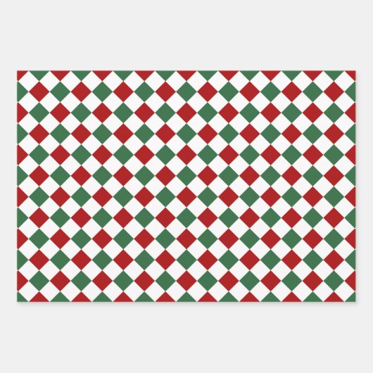 Weihnachts-Checkerboard Muster Rot Grün Geschenkpapier Set (Vorderseite 2)