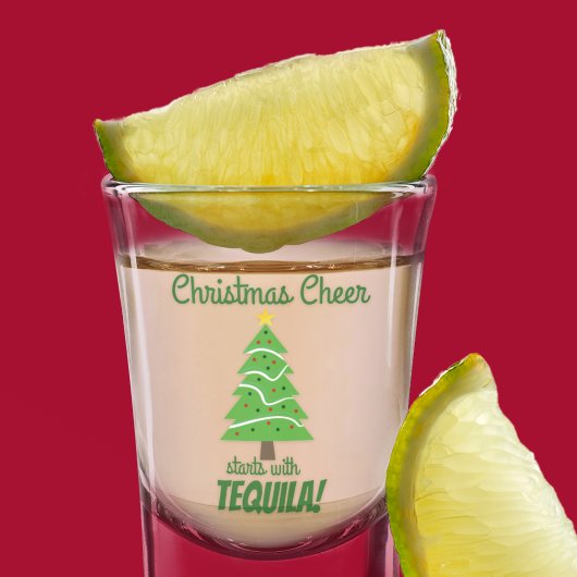 Weihnachts-Cheer beginnt mit Tequila Funny Holiday Schnapsglas