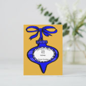 Weihnachts-Cheer Blue Ornament Einladungskarte Einladung (Stehend Vorderseite)