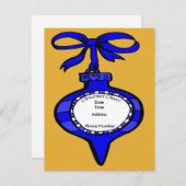 Weihnachts-Cheer Blue Ornament Einladungskarte Einladung (Vorne/Hinten)