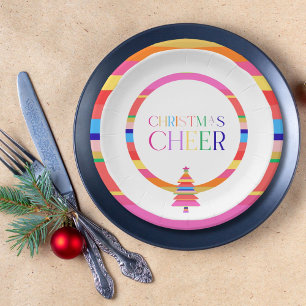 Weihnachts-Cheer farbenfrohe Baumpapierplatte Pappteller